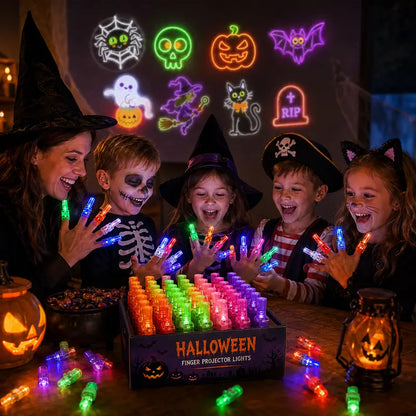 Impreza halloweenowa z neonowymi wzorami projekcji