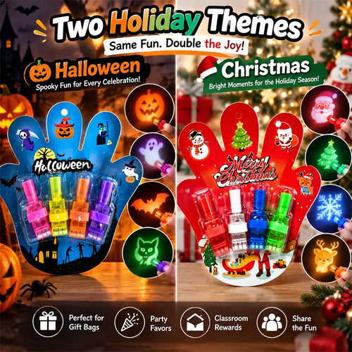 HUBUQ® świąteczne pierścienie LED z projektorem — Halloween i Boże Narodzenie