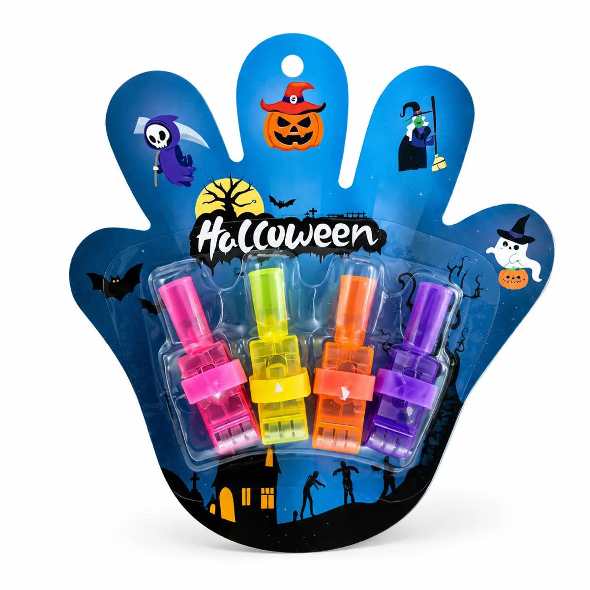 Ekspozycja halloweenowych projektorów na palec